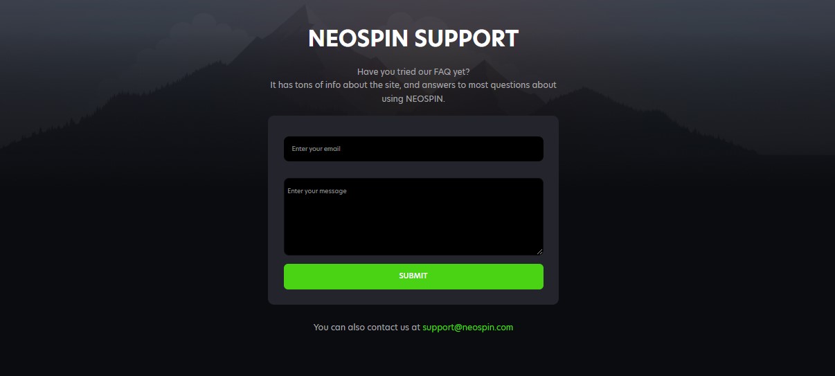 Neospin support page